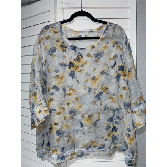 J.Jill Linen Gauze Floral Tunic Blouse size XL - Picture 9 of 9